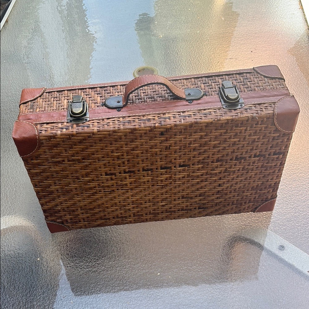 Woven Brown Decorative Suitcase - Picture 4 of 6